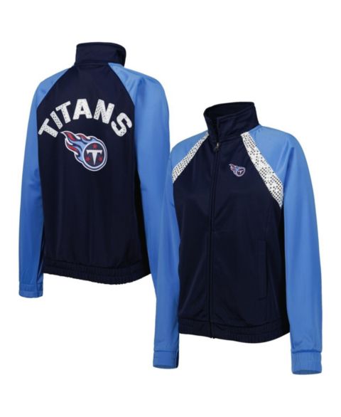 Женские куртки G-III 4Her by Carl Banks Women's Navy, Light Blue Tennessee Titans Confetti Raglan Full-Zip Track Jacket