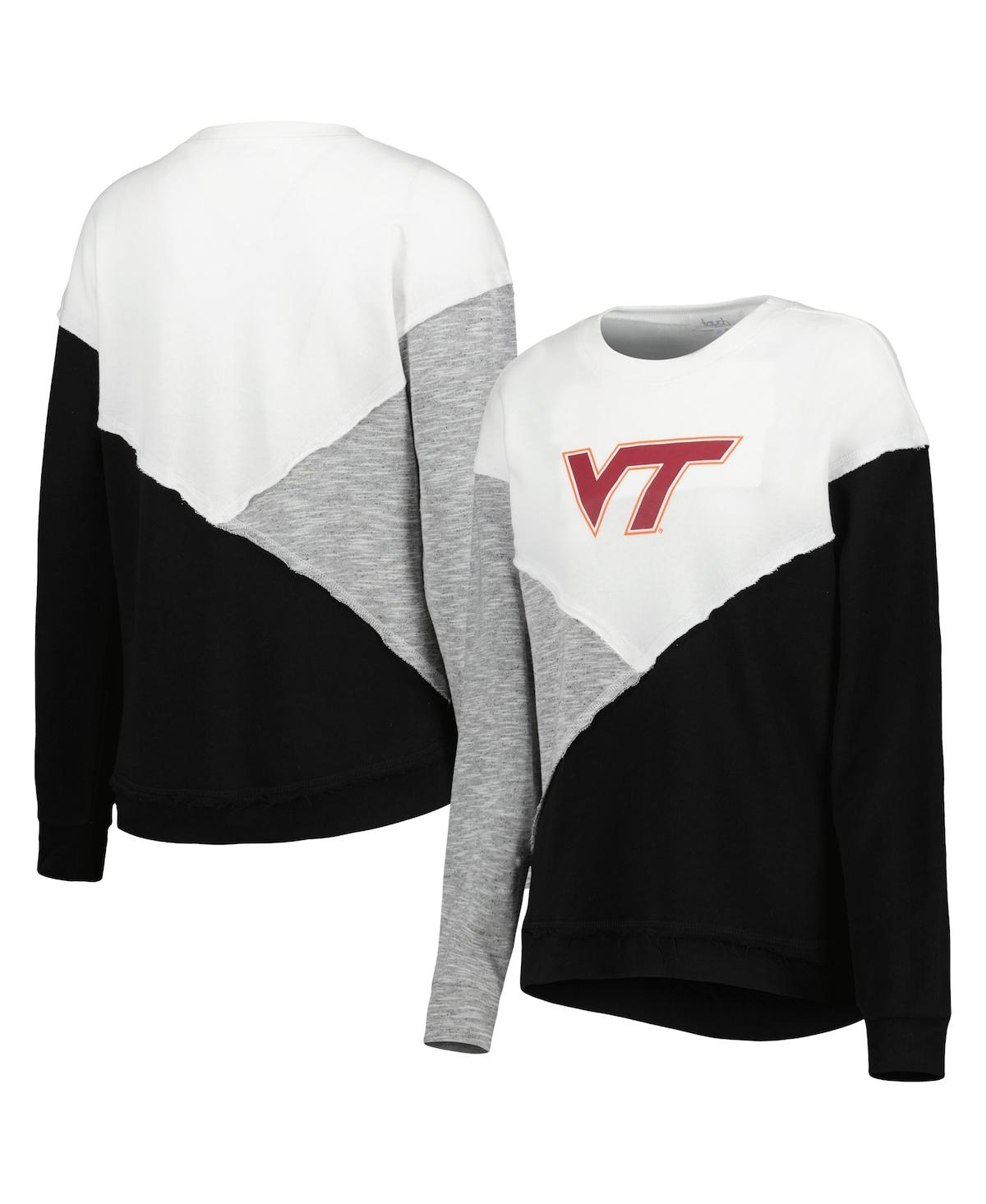 Touché Women's Touch Cream, Black Virginia Tech Hokies Star Player Pieced Pullover Sweatshirt In Cream,black