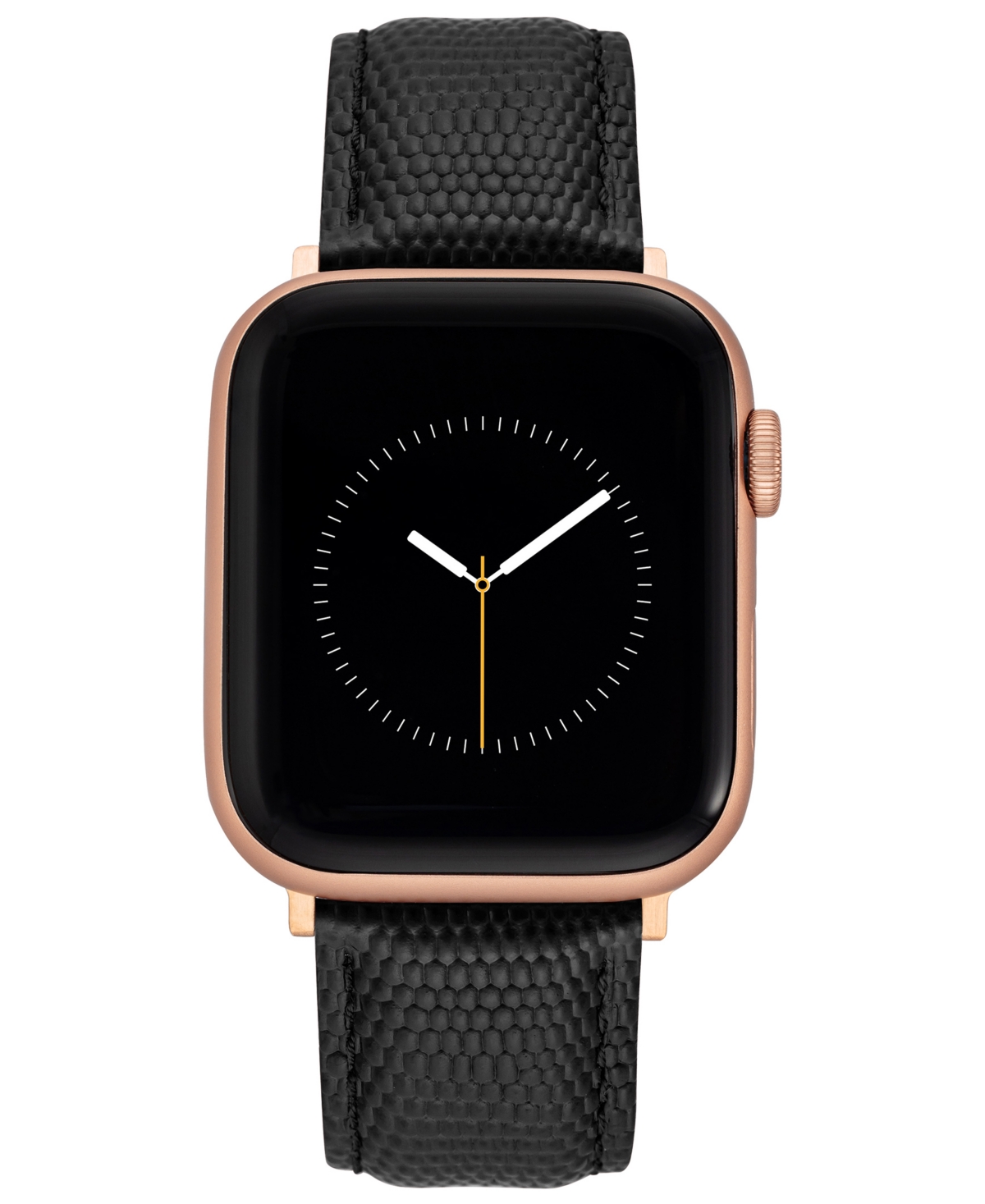 Withit Black Genuine Leather Strap With Rose Gold-tone Stainless Steel Lugs For 42mm, 44mm, 45mm, Ultra 49m
