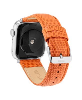 Orange Genuine Lizard Grain Leather Band designed for Apple Watch&reg; 42mm (Series 1-3 only) & 44/45/46/49mm (Ultra & Ultra 2)