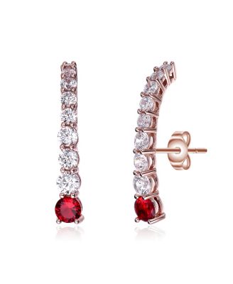 Sterling Silver Cubic ZIrconia Curved Journey Earrings