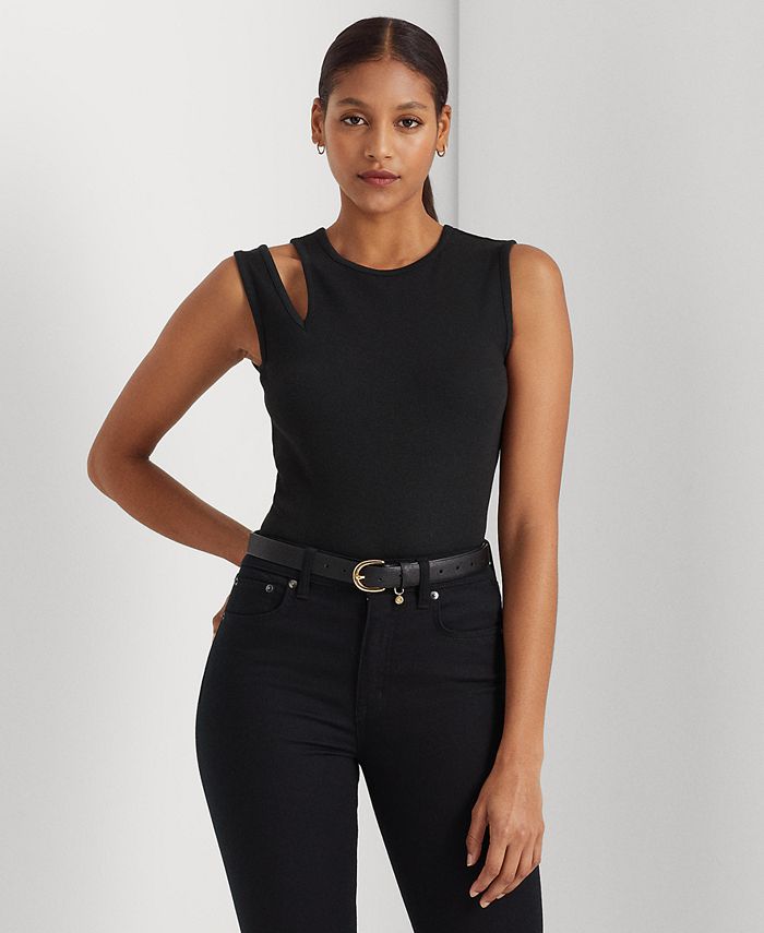 condón Representación Evaluación Lauren Ralph Lauren Women's Cotton-Blend Jersey Cutout Tank Top - Macy's
