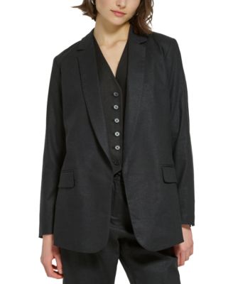 Calvin Klein - Petite Notched Collar Open-Front Blazer