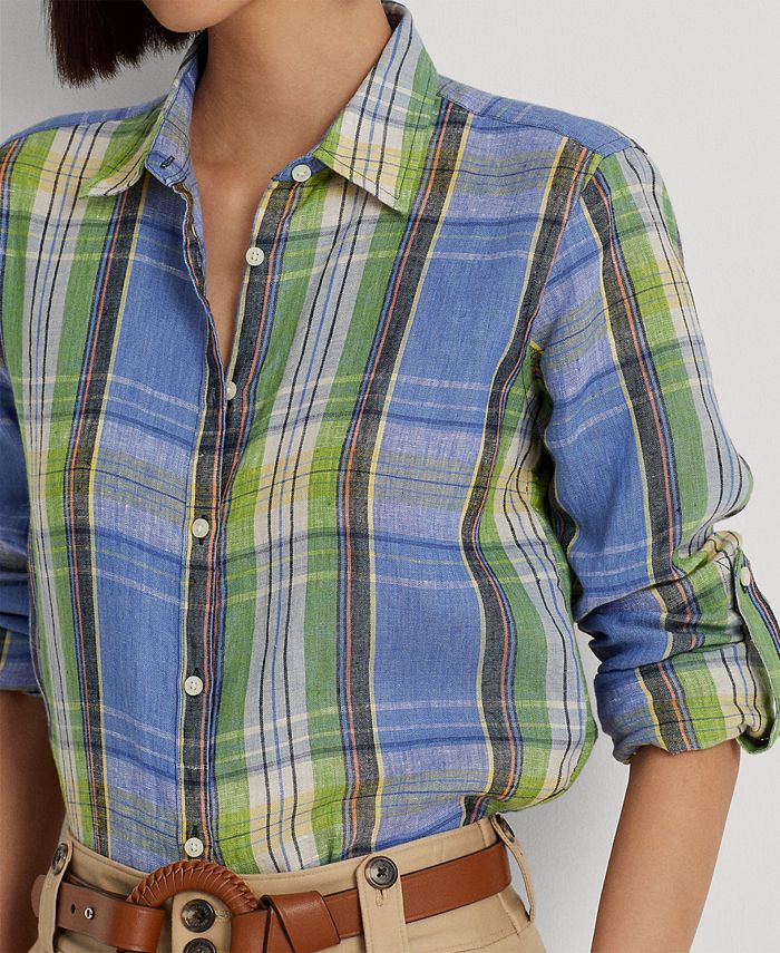 Lauren Ralph Lauren Women's Plaid Linen Shirt Macy's