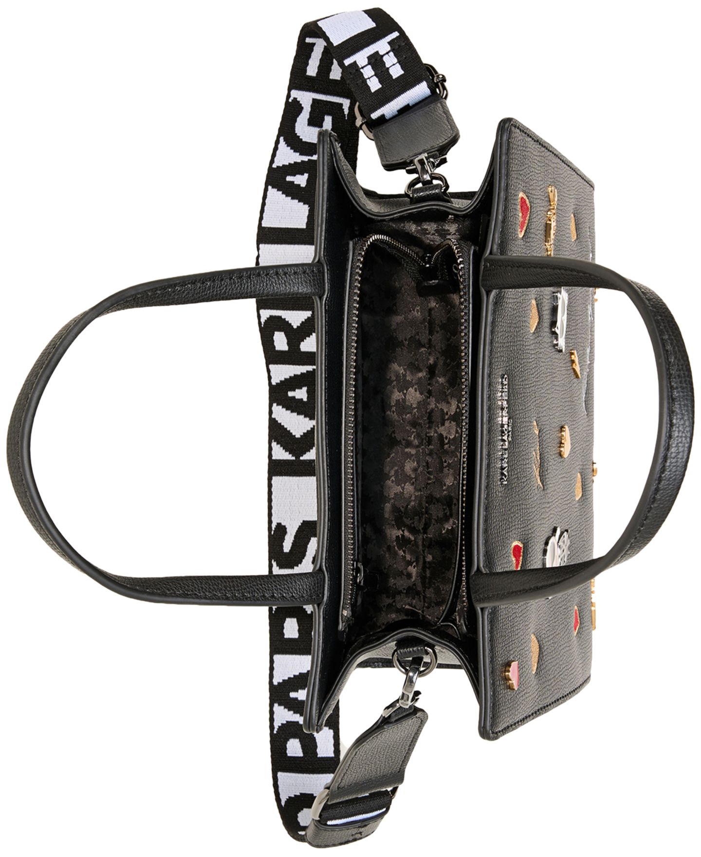 Женская сумка KARL LAGERFELD PARIS Maybelle Satchel with Cate Pins, цвет: Разноцветный / Чёрный — фото 4