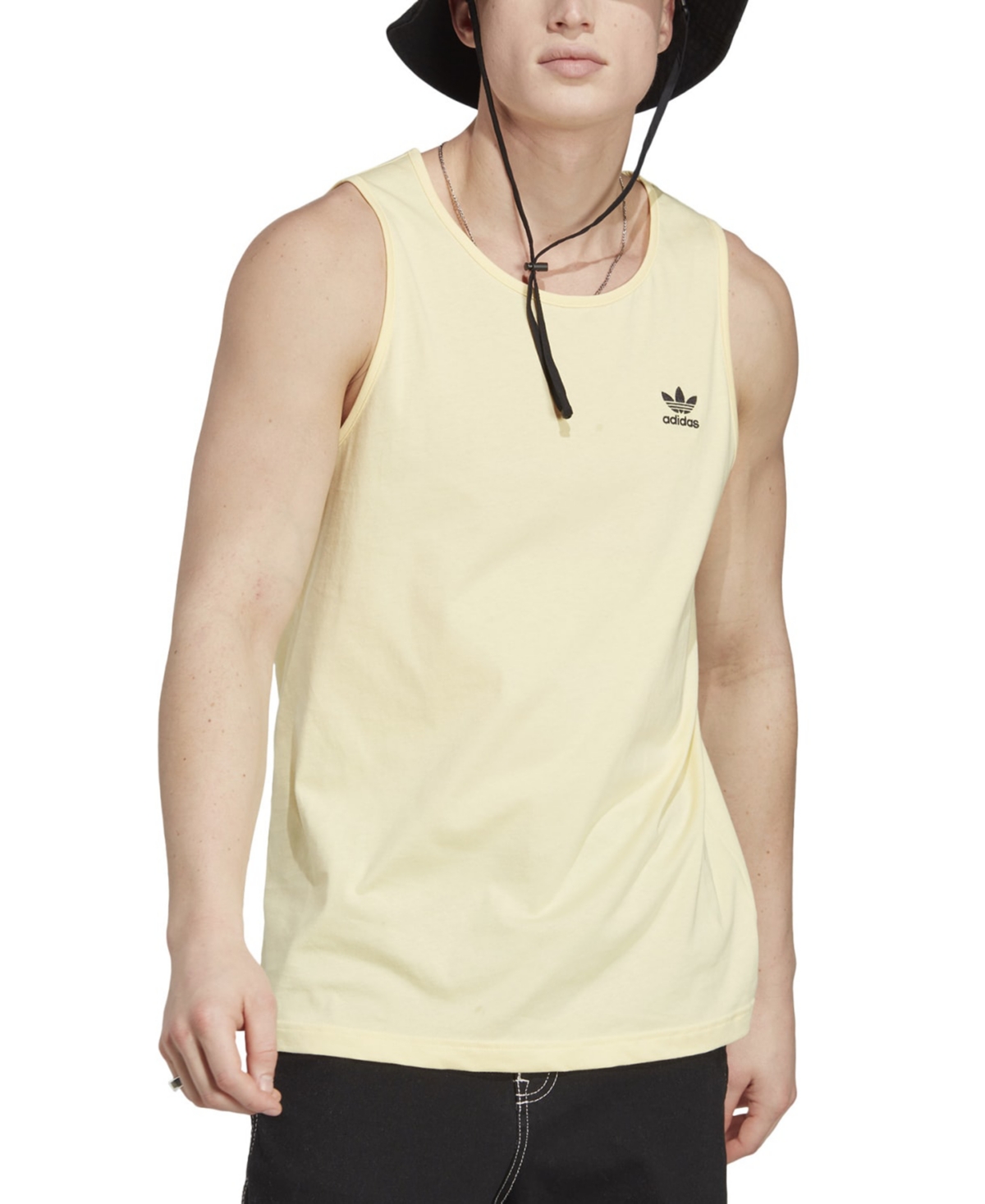 Adidas Originals Trefoil Essentials Tank Top Man T-shirt Light Yellow Size S Cotton In Almost Yellow