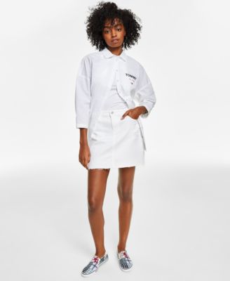 Tommy Jeans - Women's Ripped Raw-Hem Denim Skirt