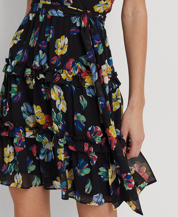 Lauren Ralph Lauren Women's Floral Crinkle Georgette Surplice Dress ...