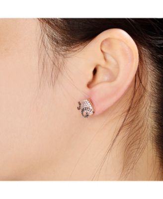 Cubic Zirconia 18K Rose Gold Plated and Black Plated Stud Earrings For Women