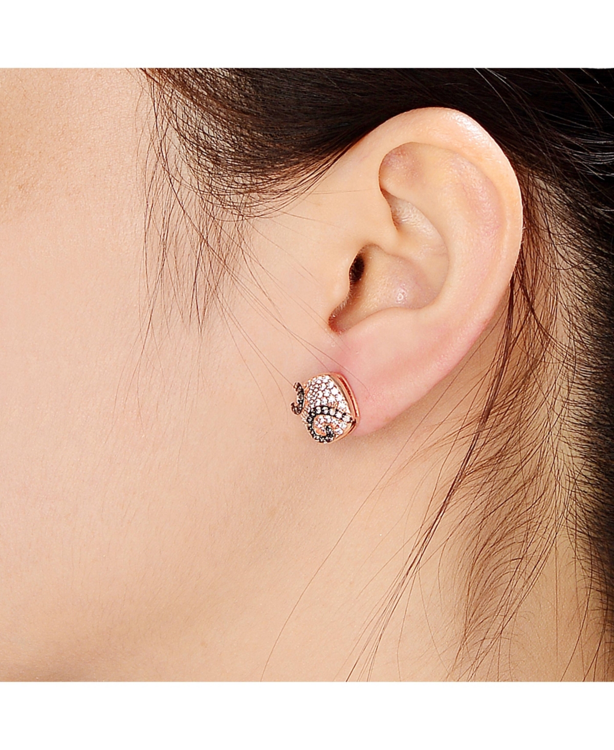 Thumbnail 2 of Sterling Silver Swirl Square Stud Earrings with CZ Stones