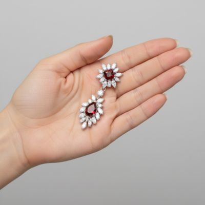 Sterling Silver Two Stone Cubic Zirconia Dangling Earrings