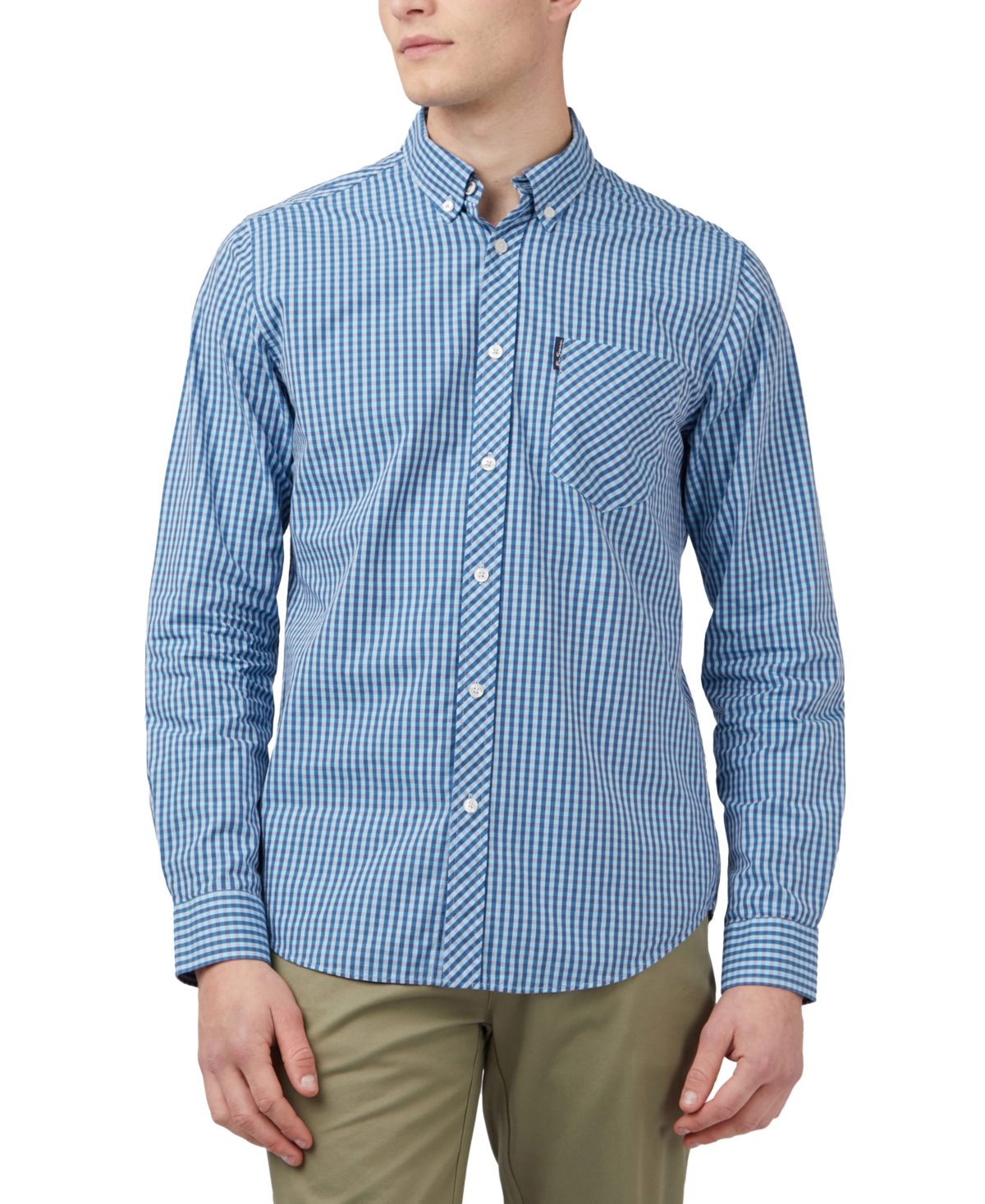 Shop Ben Sherman Men's Signature Gingham Long-sleeve Button-down Shirt In Blue Denim