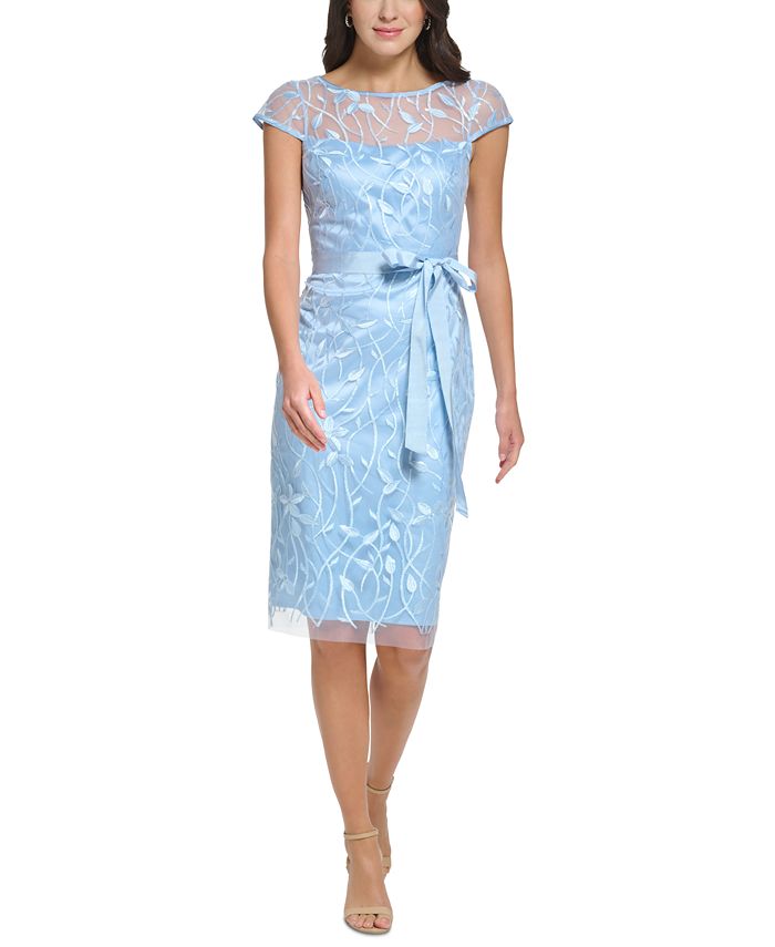 Eliza J Women's Embroidered Illusion Sheath Dress - Macy's
