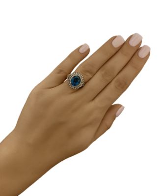Deep Sea Blue Topaz (4 ct. t.w.) & Diamond (7/8 ct.t.w.) Statement Ring in 14k Rose Gold (Also in Opal, Citrine, Amethyst, Garnet & Mint Julep Quartz)