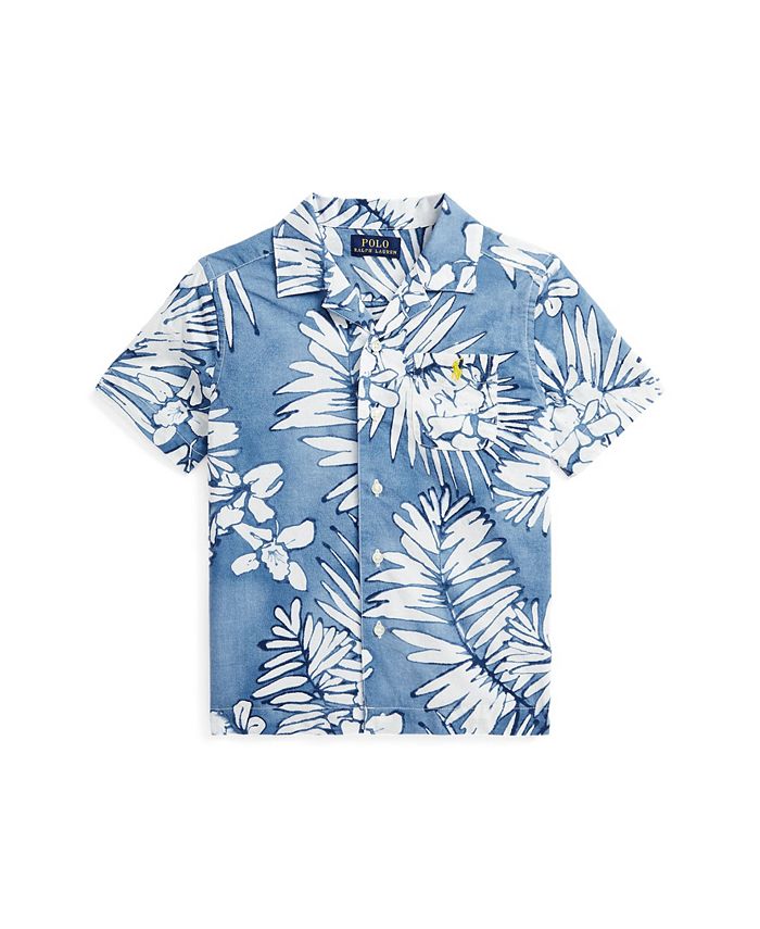 Polo Ralph Lauren Big Boys Palm Frond-Print Cotton-Linen Camp Shirt ...