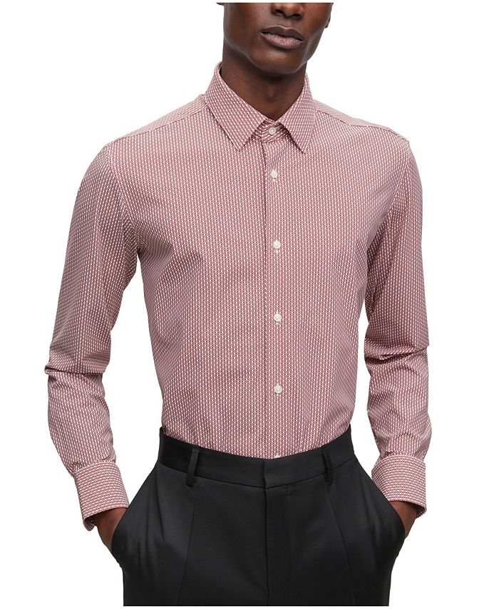 BOSS - Slim-fit shirt in printed stretch jersey