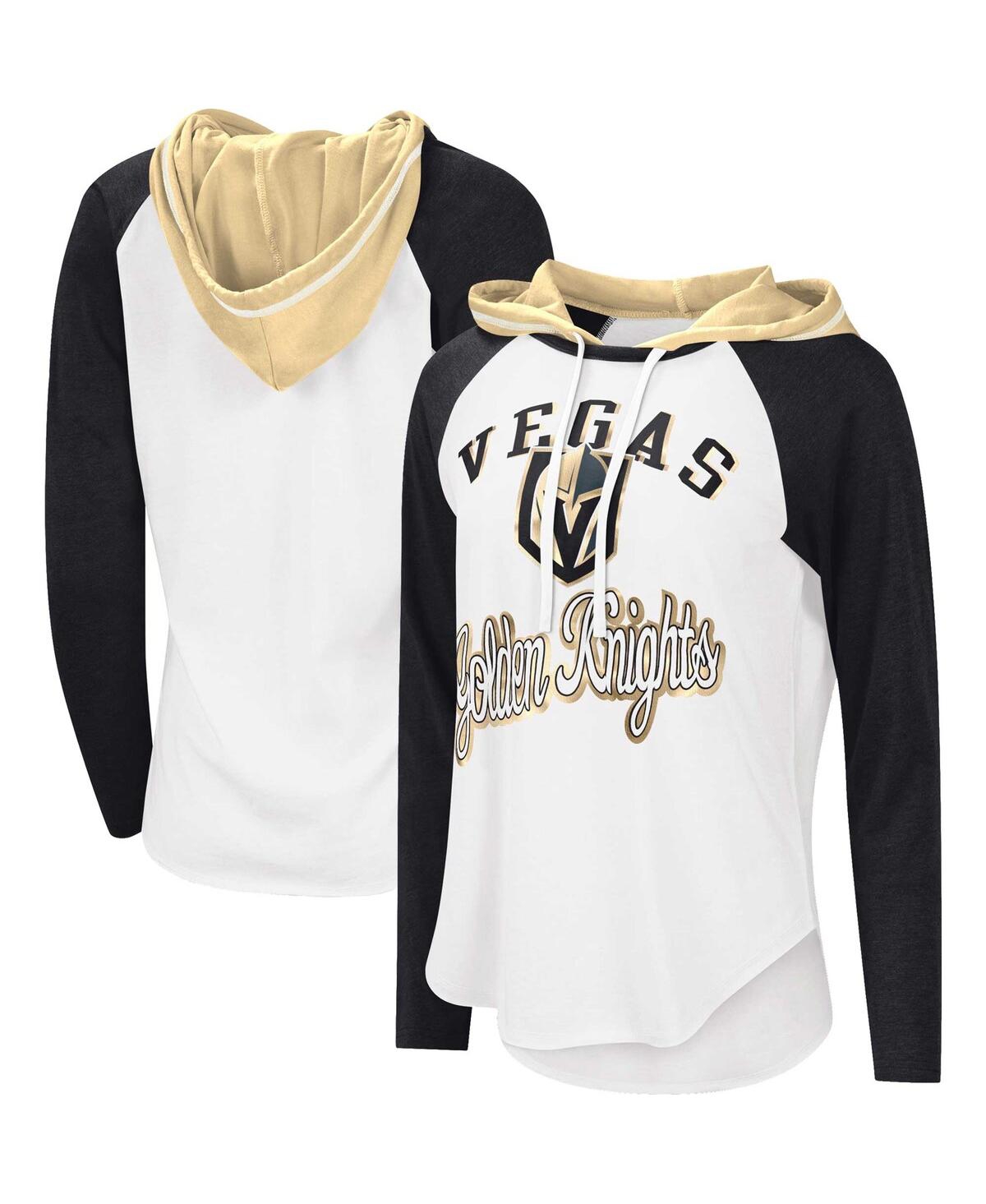 Shop Starter Women's  White, Black Vegas Golden Knights Mvp Raglan Hoodie T-shirt In White,black