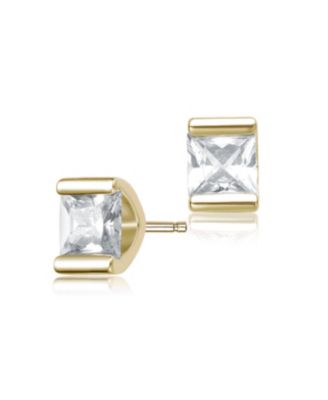 Sterling Silver  Clear Cubic Zirconia Stud Earrings