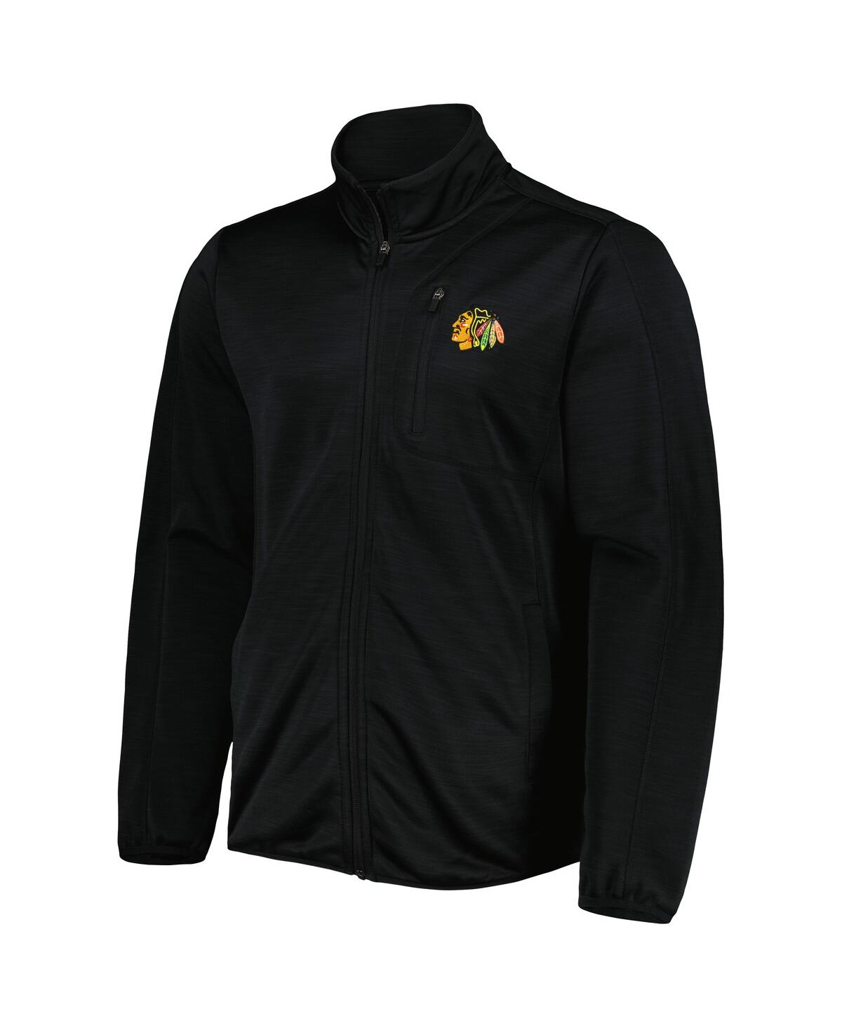 G-III SPORTS BY CARL BANKS MEN'S G-III SPORTS BY CARL BANKS BLACK CHICAGO BLACKHAWKS CLOSER TRANSITIONAL FULL-ZIP JACKET 