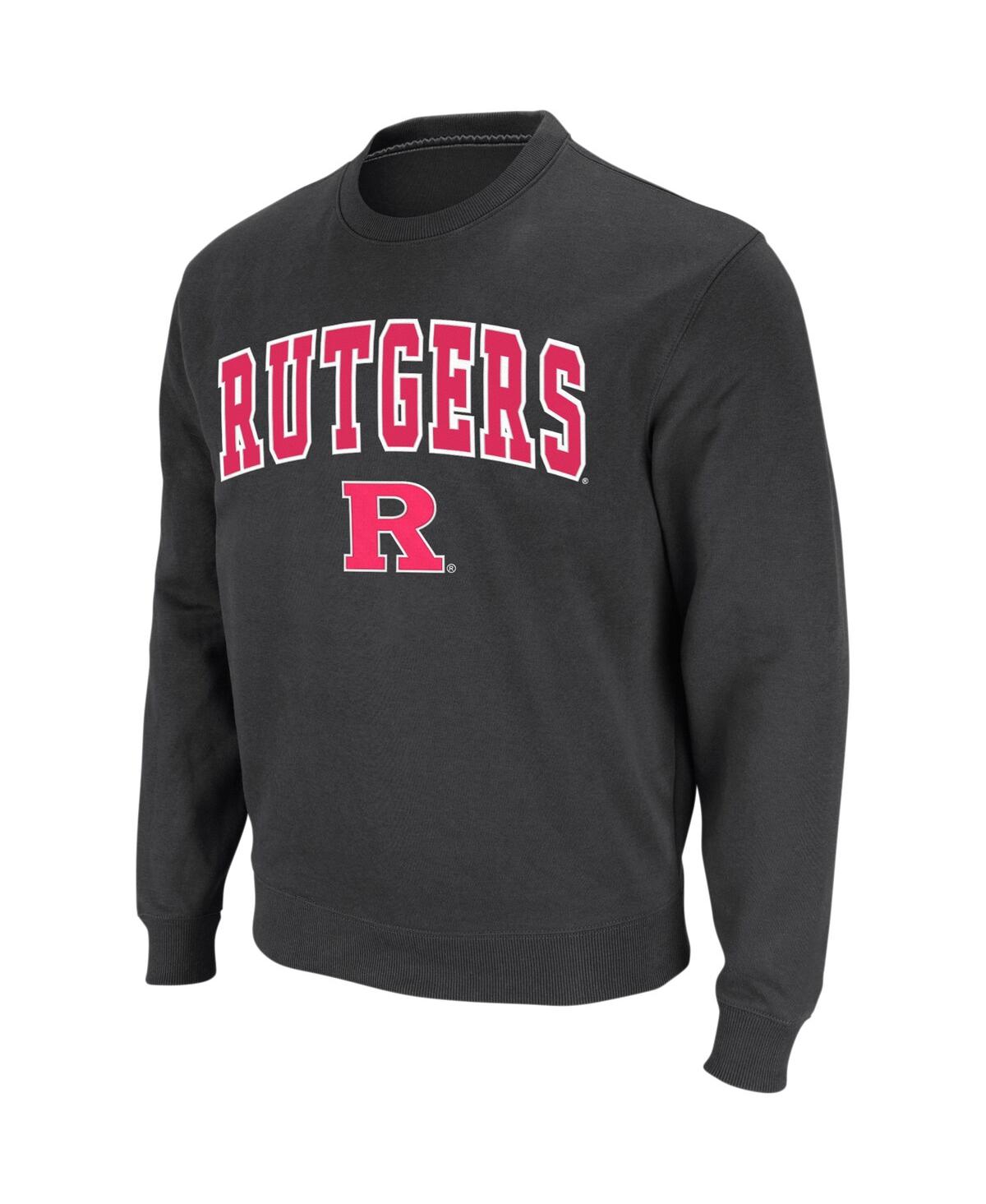 Colosseum Men's Rutgers Scarlet Knights Arch And Logo Crew Neck Sweatshirt In Black