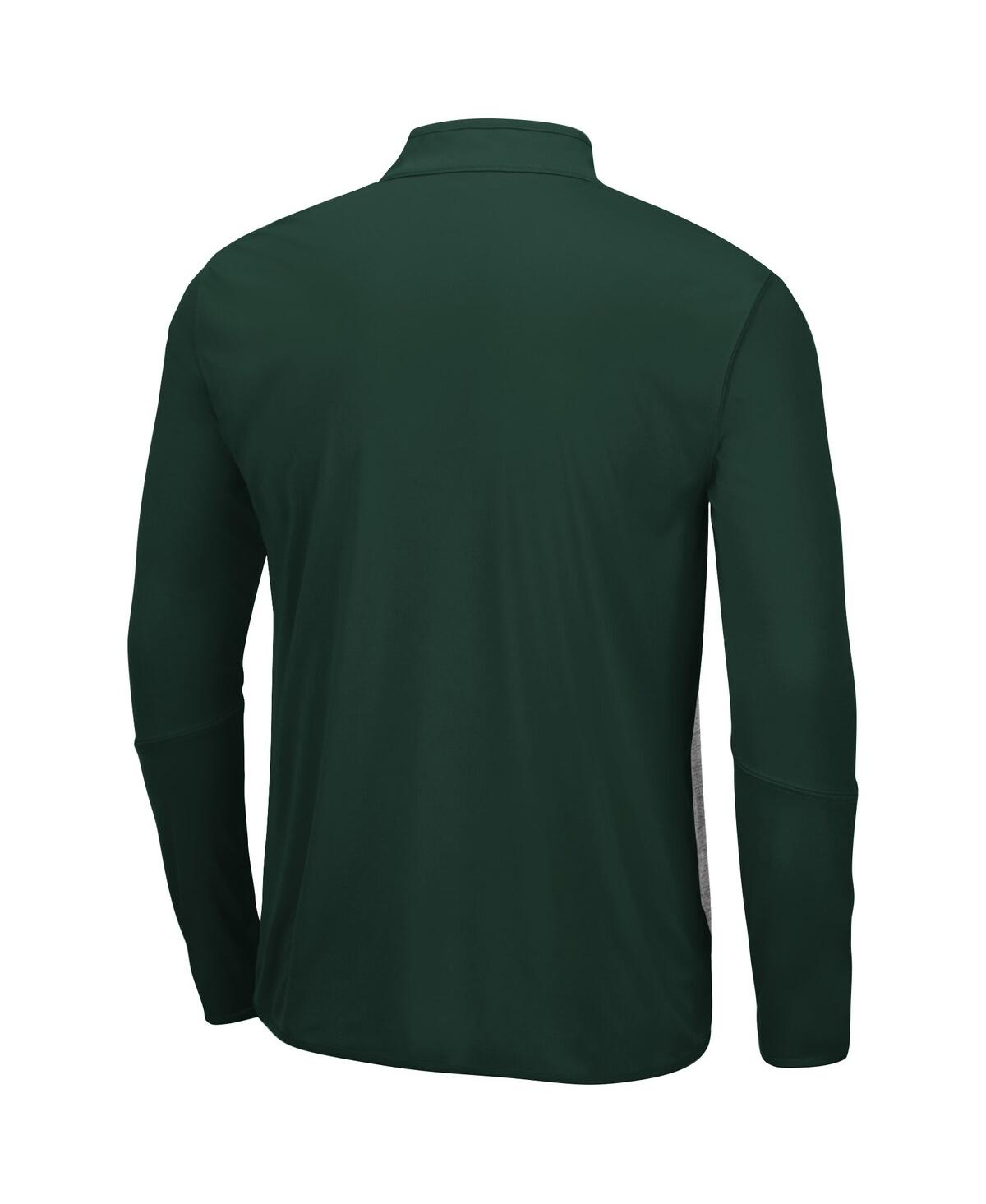 Shop Colosseum Men's  Heather Gray And Green Ndsu Bison Prospect Quarter-zip Jacket In Heather Gray,green