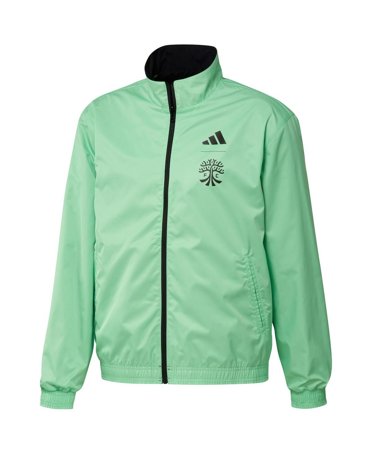 Shop Adidas Originals Men's Adidas Black And Green Austin Fc 2023 On-field Anthem Full-zip Reversible Team Jacket In Black,green