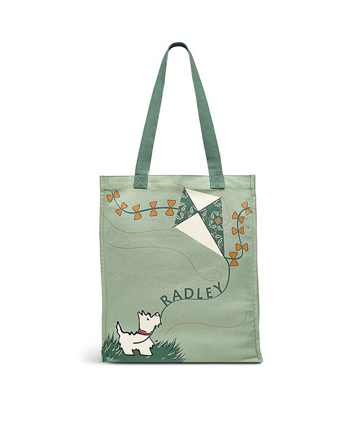 Radley Kite Flying Open Top Canvas Extra Large Tote Bag in Green