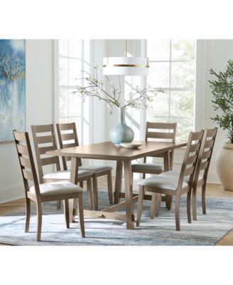 Macy's - Max Meadows 7-Pc Trestle Dining Set ( Table + 6 Side Chairs)