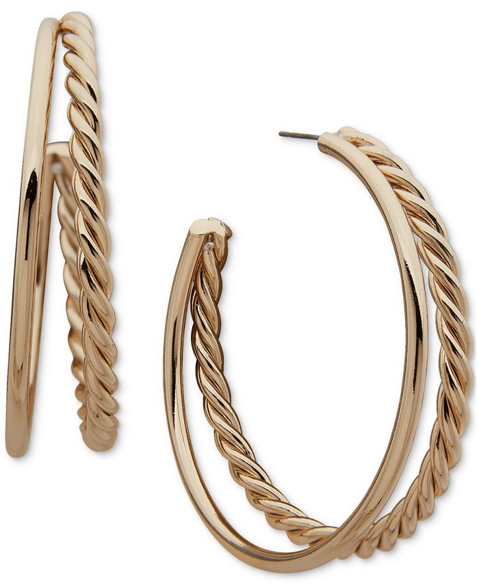 Anne Klein Gold Tone Braided C Hoop Earrings 2 1 4 Macy s