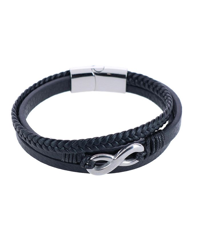 TRAFALGAR Infinity Triple Band Secure Clasp Leather Bracelet - Macy's