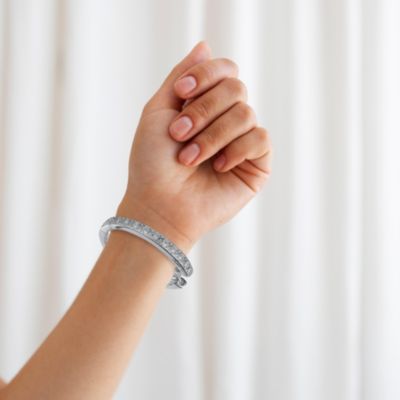 Sterling Silver Cubic Zirconia Round Huggie Shape Hoop Earring