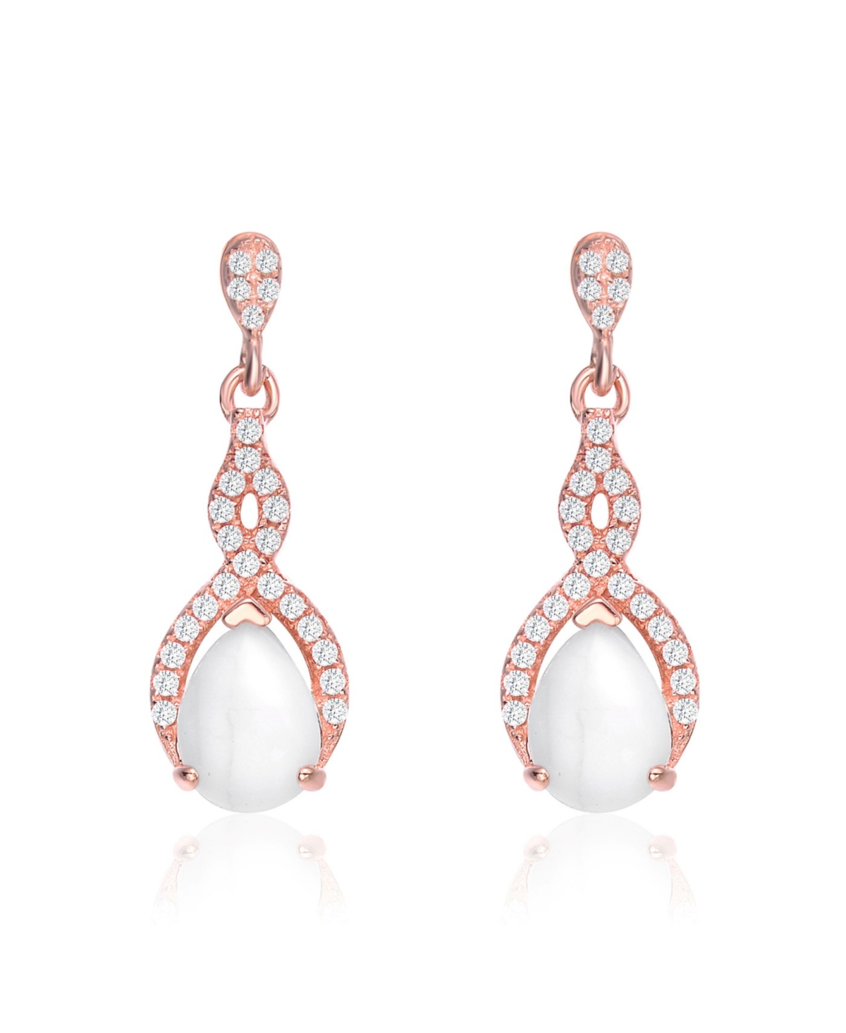 Genevive Cubic Zirconia Sterling Silver Colored Stoned Teardrop Earrings