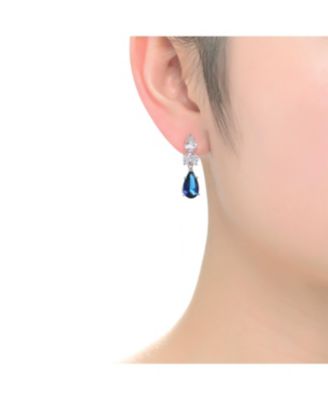 Radiant White Gold Plated Drop Earrings in Sterling Silver with Pear Shape and Oval Cubic Zirconia