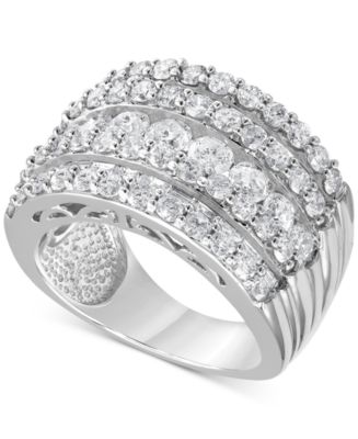 Macy's Diamond Multirow Statement Ring (3 ct. t.w.) in 14k White Gold ...