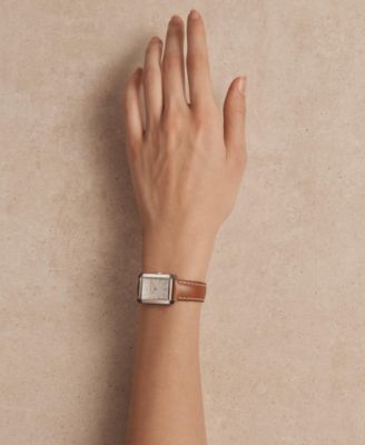 Women's Swiss Hampton Brown Leather Strap Watch 22x35mm