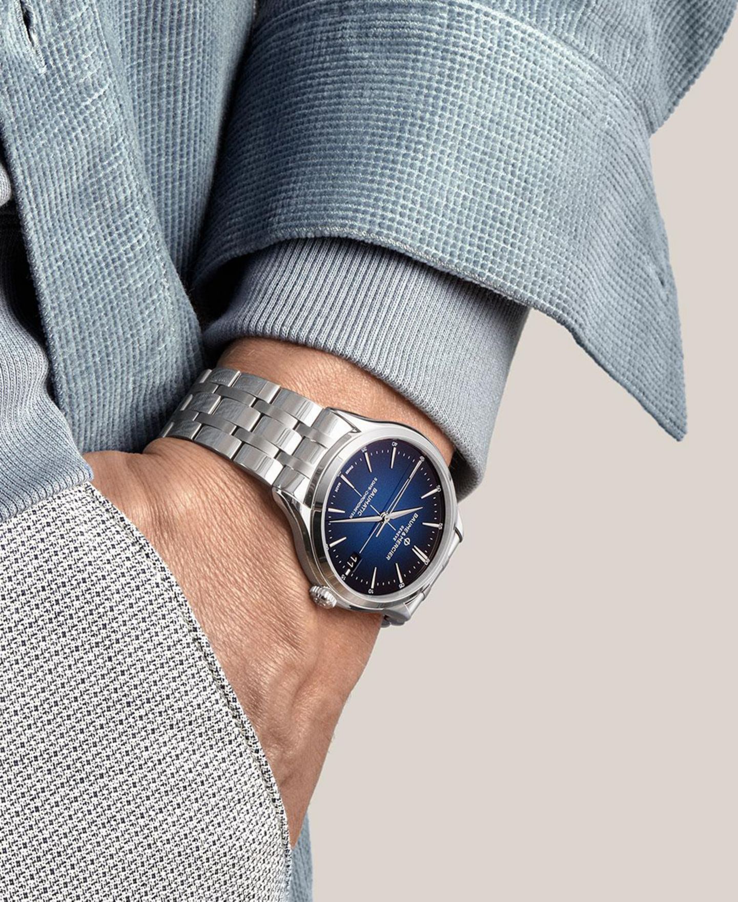 Мужские часы Baume & Mercier Swiss Automatic Clifton Stainless Steel Bracelet Watch 40mm — фото 4