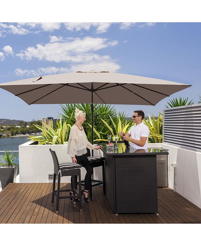 Costway 10x13ft Patio Rectangular Umbrella, Cantilever Offset Umbrella