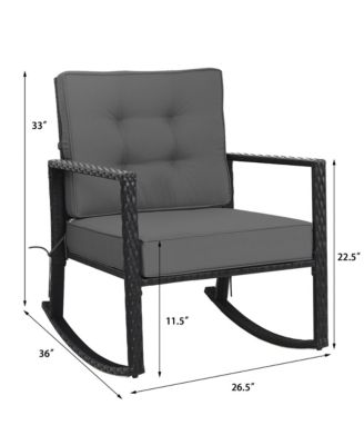 Patio Rattan Rocker Chair Outdoor Glider Rocking Chair Cushion Lawn