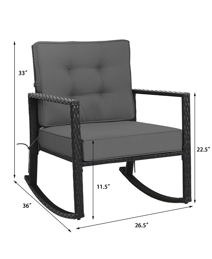 Costway Patio Rattan Rocker Chair Outdoor Glider Rocking Chair Cushion Lawn Macy's