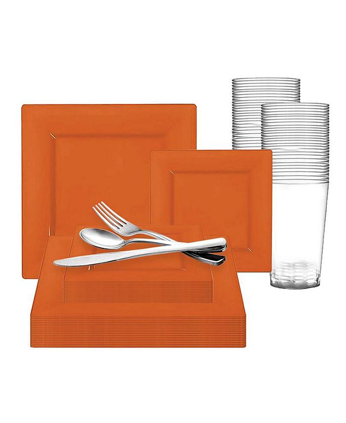 Smarty Had A Party Burnt Orange Square Plastic Plates Wedding Value Set