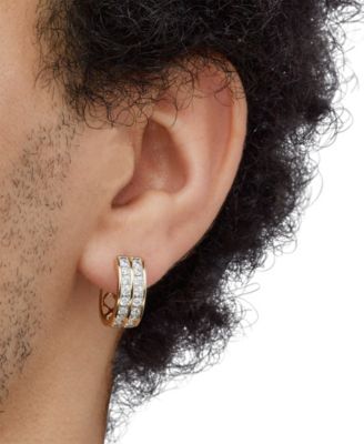 Men's Lab Grown Diamond Channel-Set Small Hoop Earrings (1 ct. t.w.) in 10k Gold, 15mm