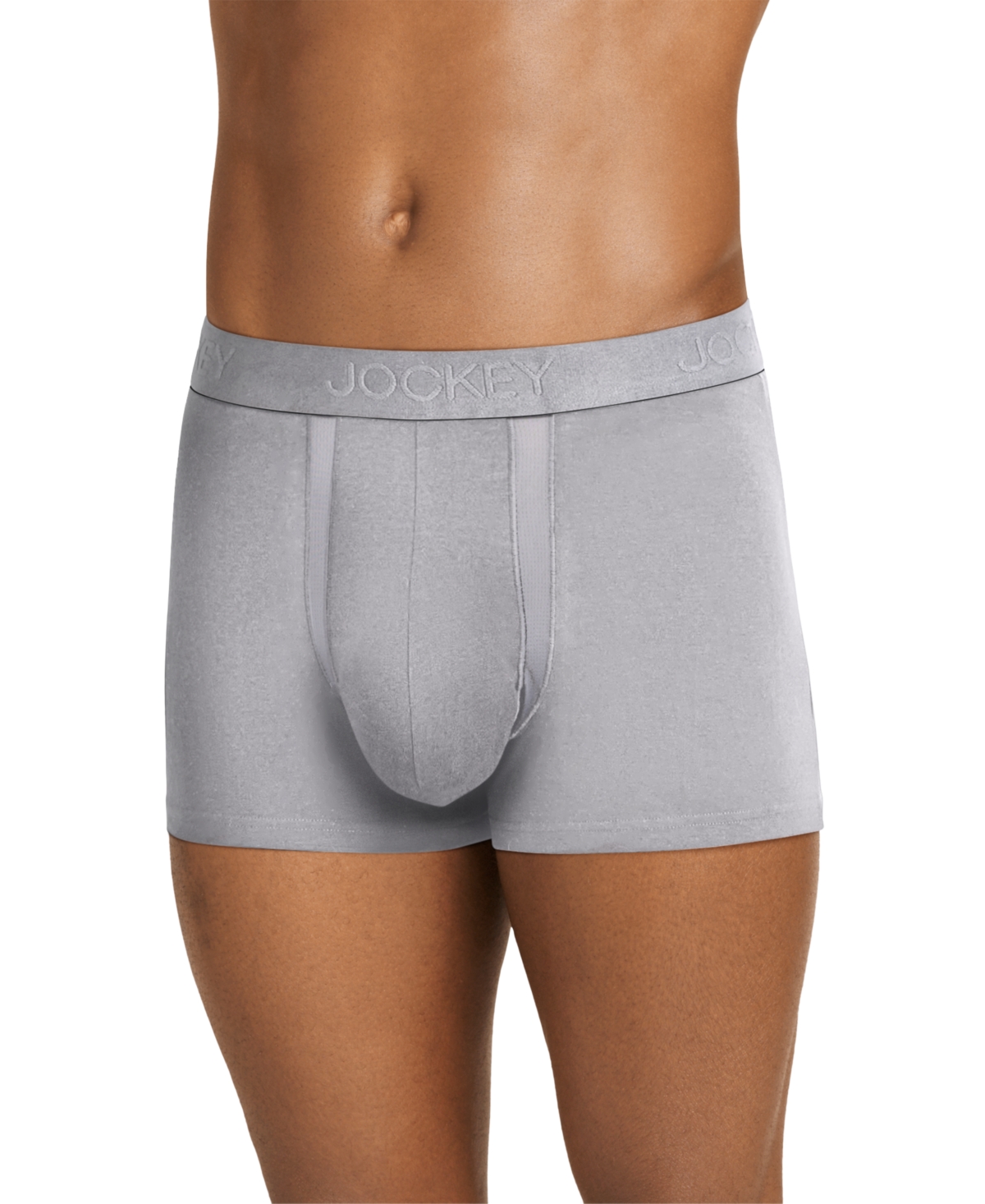 Jockey Men's Chafe Proof Pouch Cotton Stretch Trunk, Pack of 3 -mid Grey/just Past Midnight