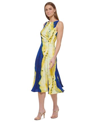 Vestido Midi Sin Mangas De Crepé DKNY Con Escote Asimétrico Para Mujer - Oficina Y Cena