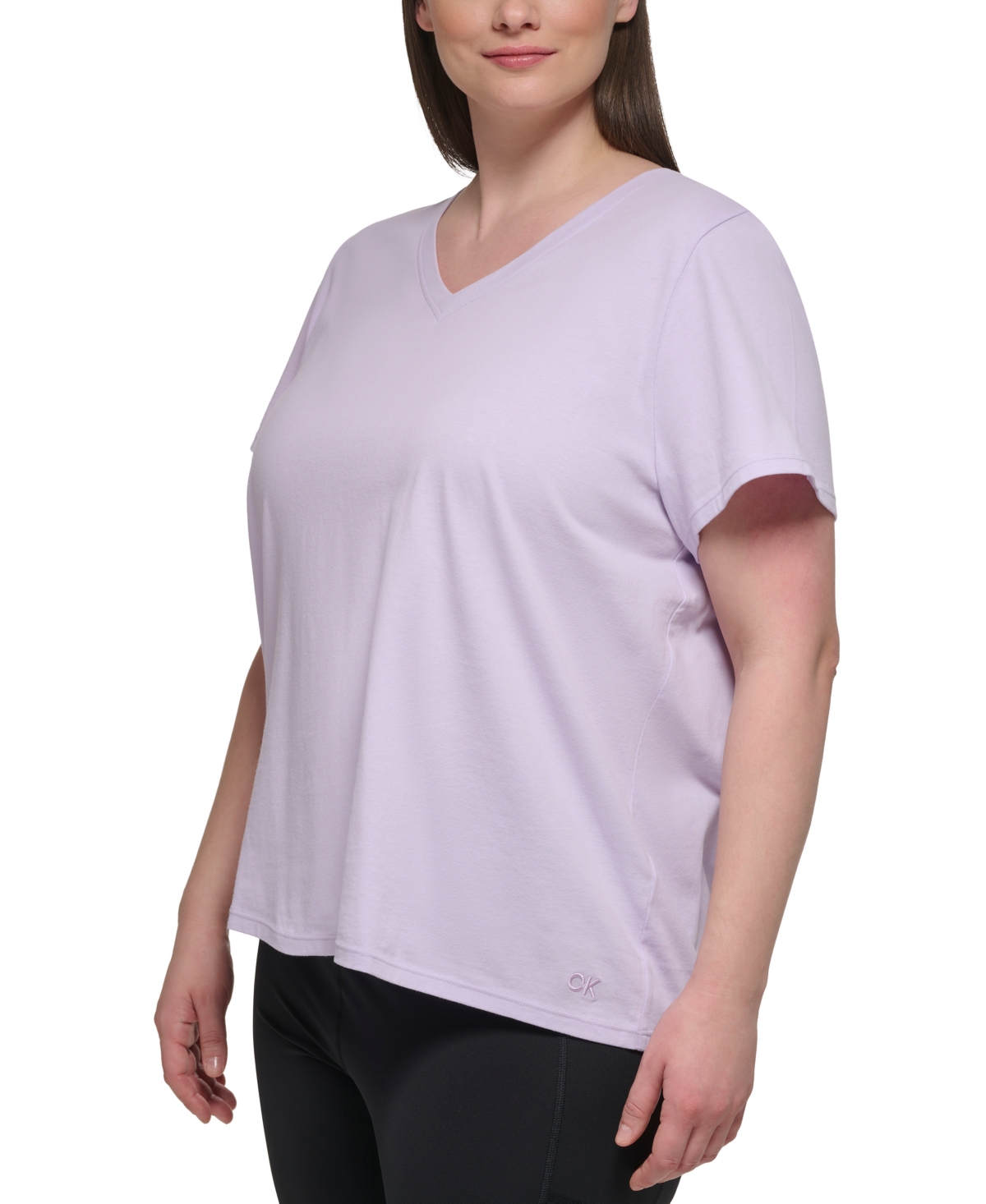 Calvin Klein Performance Plus Size Cotton V-neck Short-sleeve T-shirt In Orchid