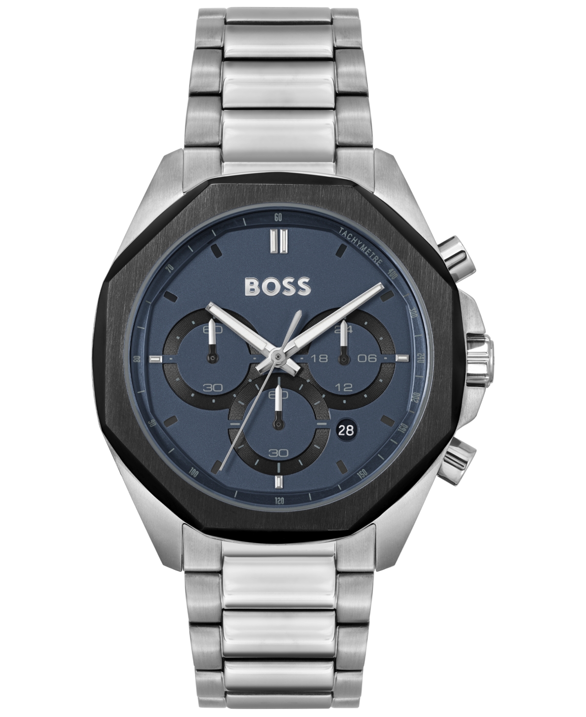 Hugo Boss Boss By  Men's Cloud Quartz Chronograph Silver-tone Stainless Steel Watch 43mm