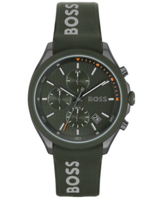 HUGO BOSS Men s Velocity Quartz Fashion Chronograph Green Silicone Strap Watch 44mm Macy s