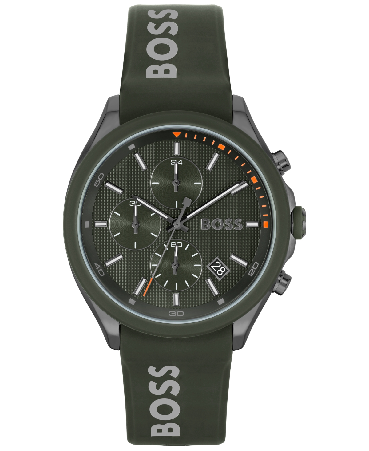 Hugo Boss Men's Velocity Quartz Fashion Chronograph Green Silicone Strap Watch 44mm