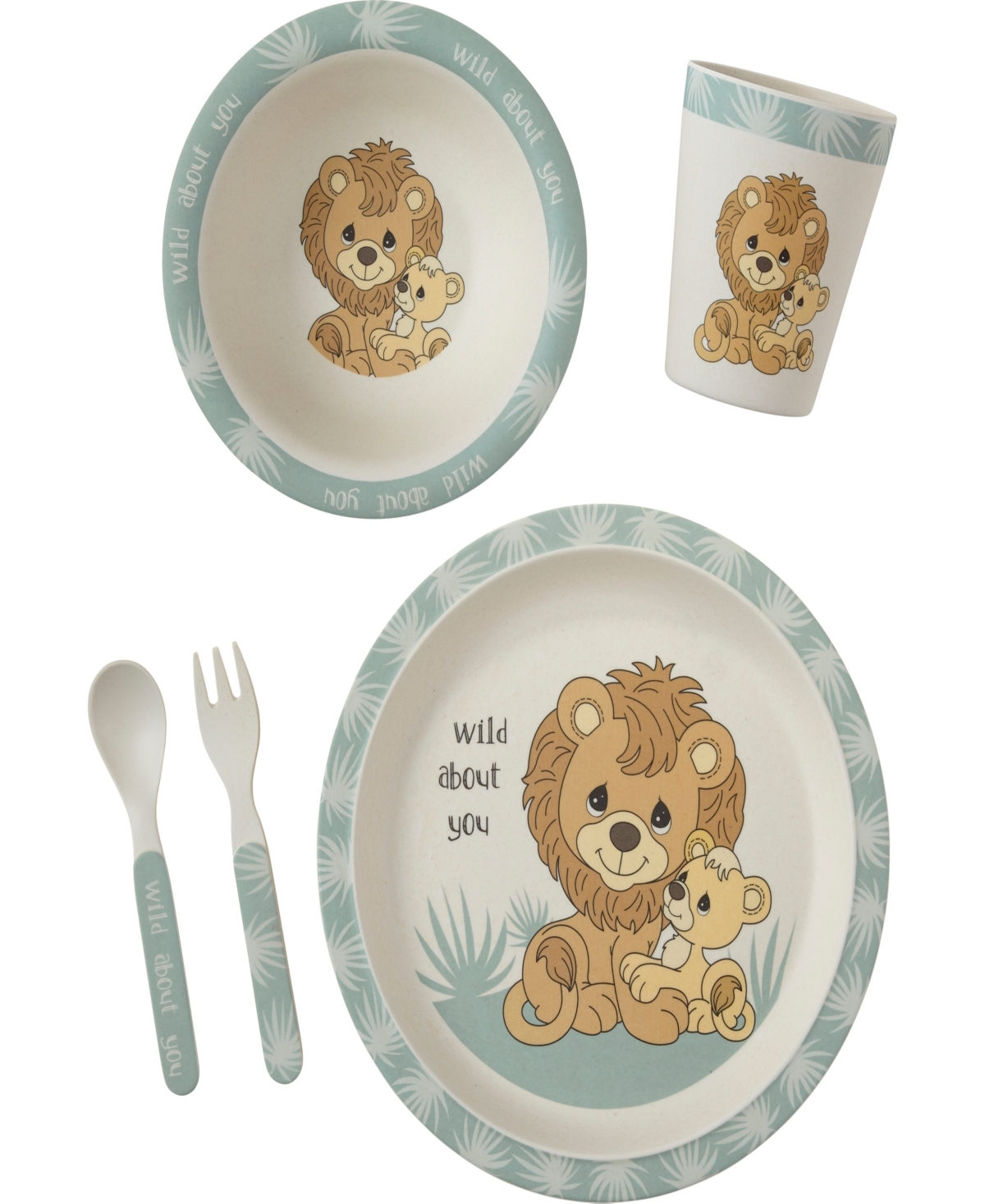 222404 Wild About You 5-Piece Bamboo Mealtime Gift Set - Multicolored