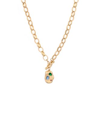 Rainbow 18K Gold Plated Nugget Toggle Necklace