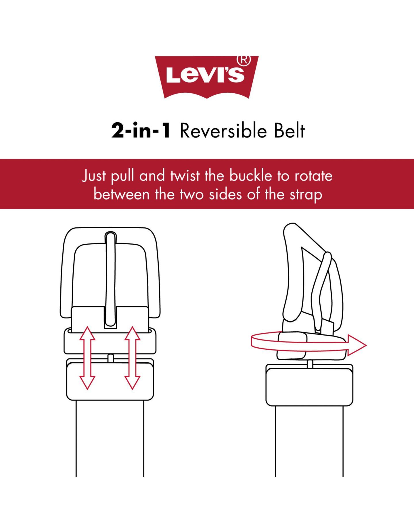 Ремень Levi's Two-In-One Reversible Stretch Jean Belt для мальчиков — фото 6